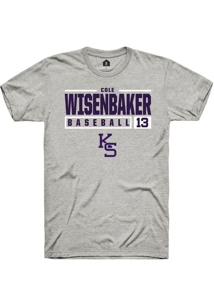 Cole Wisenbaker K-State Wildcats Grey Rally NIL Stacked Box Short Sleeve T Shirt