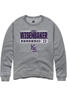 Cole Wisenbaker Rally Mens Graphite K-State Wildcats NIL Stacked Box Crew Sweatshirt