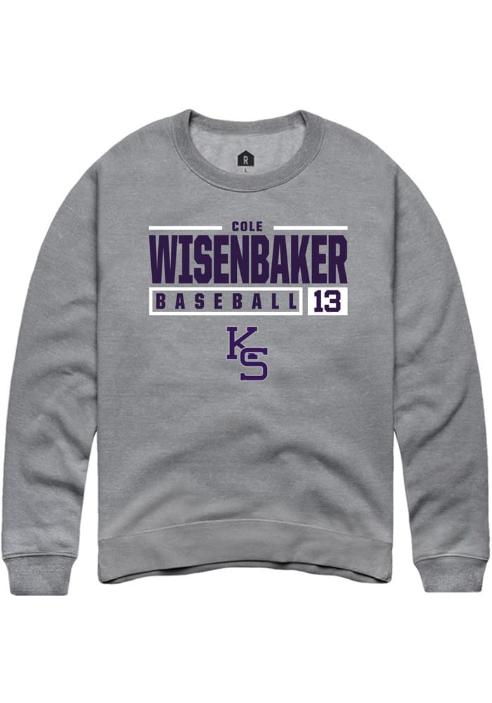 Cole Wisenbaker Rally K-State Wildcats Mens Grey NIL Stacked Box Long Sleeve Crew Sweatshirt