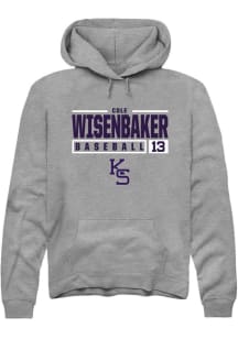 Cole Wisenbaker Rally Mens Graphite K-State Wildcats NIL Stacked Box Hooded Sweatshirt