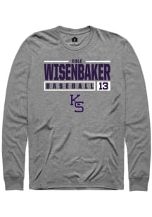 Cole Wisenbaker Rally Mens Graphite K-State Wildcats NIL Stacked Box Tee