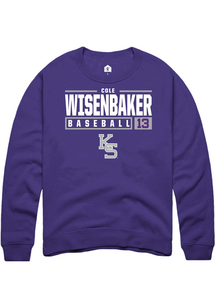Cole Wisenbaker Rally K-State Wildcats Mens Purple NIL Stacked Box Long Sleeve Crew Sweatshirt