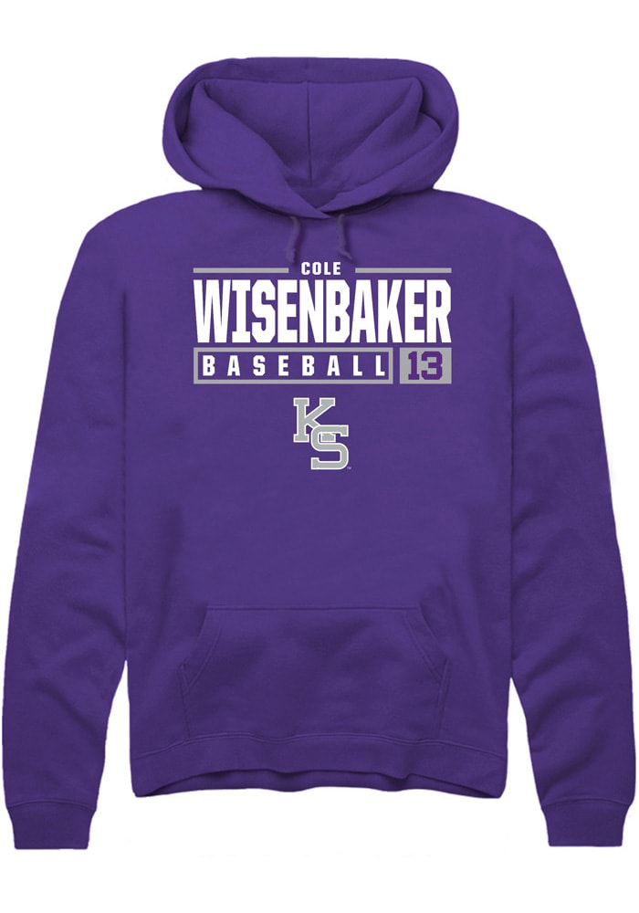 Cole Wisenbaker Rally K-State Wildcats Mens Purple NIL Stacked Box Long Sleeve Hoodie