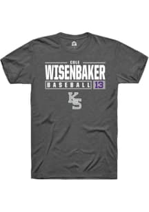 Cole Wisenbaker Dark Grey K-State Wildcats NIL Stacked Box Short Sleeve T Shirt