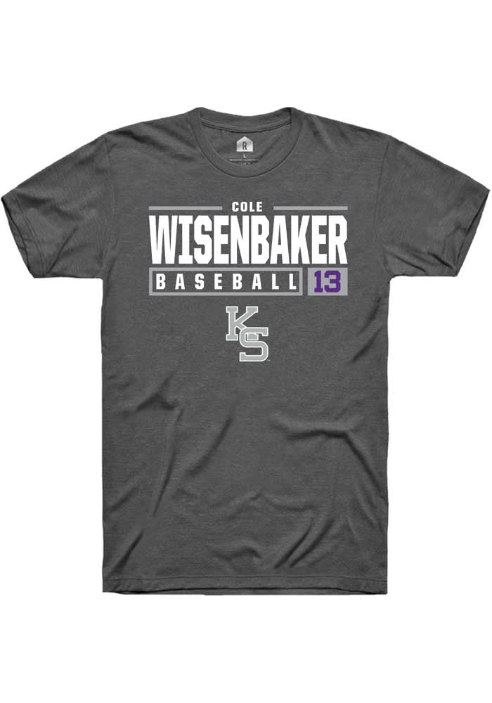 Cole Wisenbaker K-State Wildcats Grey Rally NIL Stacked Box Short Sleeve T Shirt