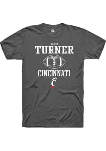 Aaron Turner  Cincinnati Bearcats Dark Grey Rally NIL Sport Icon Short Sleeve T Shirt