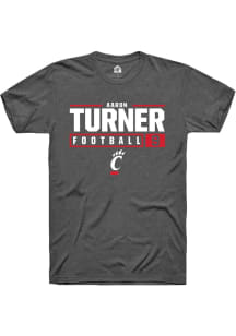 Aaron Turner  Cincinnati Bearcats Dark Grey Rally NIL Stacked Box Short Sleeve T Shirt