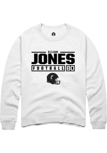 Elijah Jones  Rally Cincinnati Bearcats Mens White NIL Stacked Box Long Sleeve Crew Sweatshirt