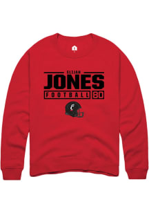 Elijah Jones  Rally Cincinnati Bearcats Mens Red NIL Stacked Box Long Sleeve Crew Sweatshirt