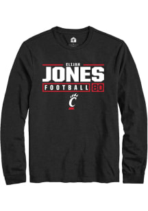 Elijah Jones  Cincinnati Bearcats Black Rally NIL Stacked Box Long Sleeve T Shirt