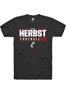 Nick Herbst Black Cincinnati Bearcats NIL Stacked Box Short Sleeve T Shirt