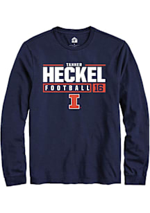 Tanner Heckel  Illinois Fighting Illini Navy Blue Rally NIL Stacked Box Long Sleeve T Shirt