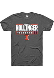 Tanner Hollinger  Illinois Fighting Illini Dark Grey Rally NIL Stacked Box Short Sleeve T Shirt