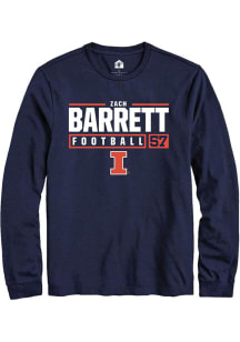 Zach Barrett Rally Mens Navy Blue Illinois Fighting Illini NIL Stacked Box Tee