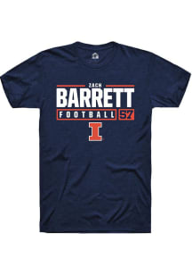 Zach Barrett Navy Blue Illinois Fighting Illini NIL Stacked Box Short Sleeve T Shirt