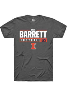 Zach Barrett Dark Grey Illinois Fighting Illini NIL Stacked Box Short Sleeve T Shirt