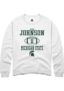 Aziah Johnson  Rally Michigan State Spartans Mens White NIL Sport Icon Long Sleeve Crew Sweatshirt