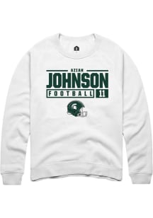 Aziah Johnson  Rally Michigan State Spartans Mens White NIL Stacked Box Long Sleeve Crew Sweatshir..