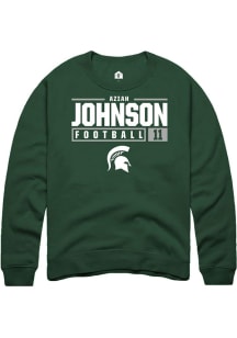 Aziah Johnson  Rally Michigan State Spartans Mens Green NIL Stacked Box Long Sleeve Crew Sweatshir..