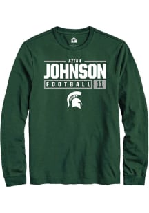 Aziah Johnson  Michigan State Spartans Green Rally NIL Stacked Box Long Sleeve T Shirt