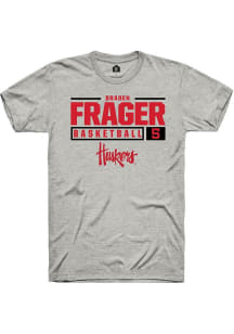 Braden Frager Ash Nebraska Cornhuskers NIL Stacked Box Short Sleeve T Shirt