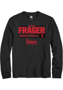 Braden Frager Rally Mens Black Nebraska Cornhuskers NIL Stacked Box Tee