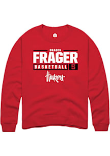 Braden Frager  Rally Nebraska Cornhuskers Mens Red NIL Stacked Box Long Sleeve Crew Sweatshirt