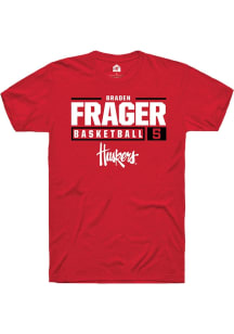 Braden Frager Red Nebraska Cornhuskers NIL Stacked Box Short Sleeve T Shirt