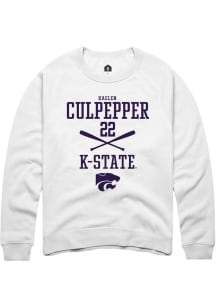 Kaelen Culpepper  Rally K-State Wildcats Mens White NIL Sport Icon Long Sleeve Crew Sweatshirt
