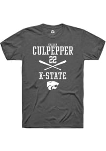Kaelen Culpepper  K-State Wildcats Dark Grey Rally NIL Sport Icon Short Sleeve T Shirt