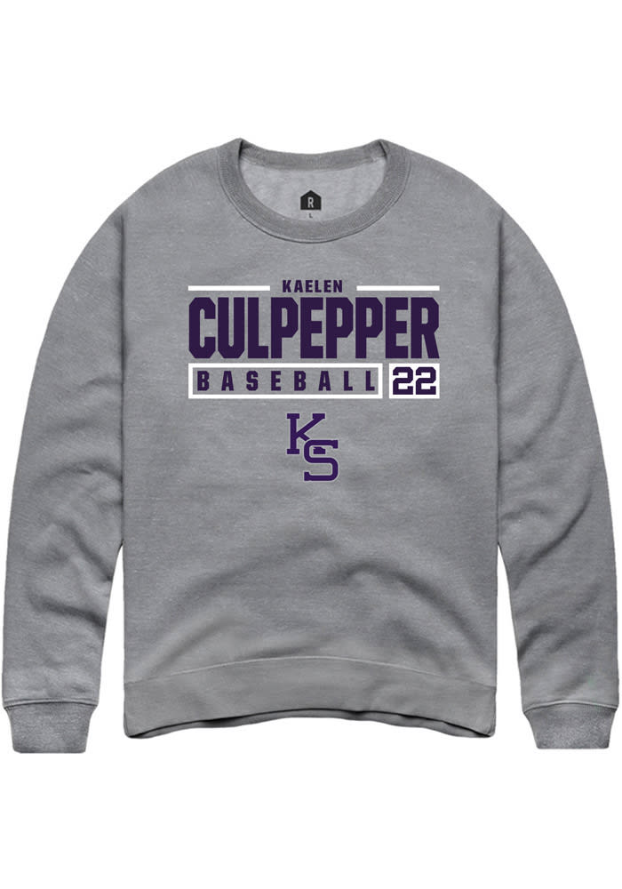 Kaelen Culpepper Rally K-State Wildcats Mens Grey NIL Stacked Box Long Sleeve Crew Sweatshirt
