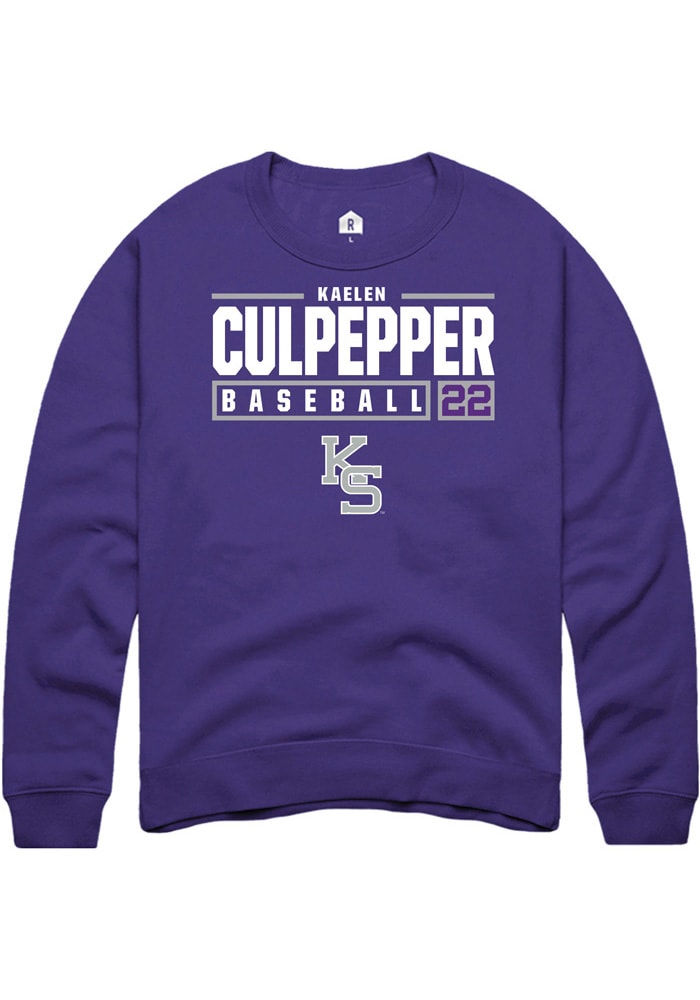 Kaelen Culpepper Rally K-State Wildcats Mens Purple NIL Stacked Box Long Sleeve Crew Sweatshirt