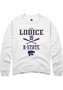 Kyan Lodice Rally Mens White K-State Wildcats NIL Sport Icon Crew Sweatshirt