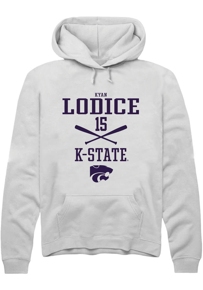 Kyan Lodice Rally K-State Wildcats Mens White NIL Sport Icon Long Sleeve Hoodie
