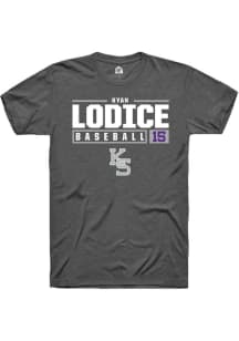 Kyan Lodice Dark Grey K-State Wildcats NIL Stacked Box Short Sleeve T Shirt