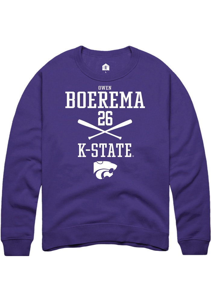 Owen Boerema Rally K-State Wildcats Mens Purple NIL Sport Icon Long Sleeve Crew Sweatshirt
