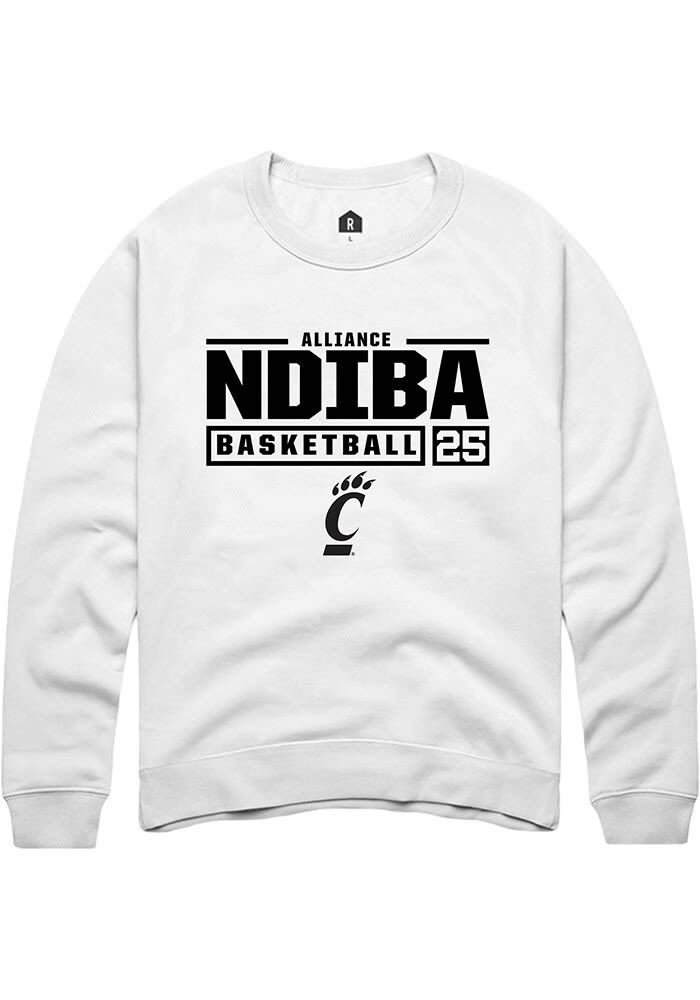 Alliance Ndiba Rally Cincinnati Bearcats Mens NIL Stacked Box Long Sleeve Crew Sweatshirt