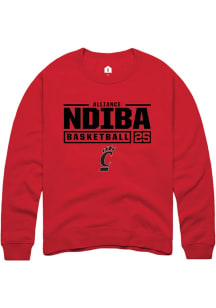 Alliance Ndiba  Rally Cincinnati Bearcats Mens Red NIL Stacked Box Long Sleeve Crew Sweatshirt