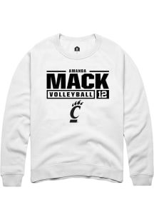 Amanda Mack  Rally Cincinnati Bearcats Mens White NIL Stacked Box Long Sleeve Crew Sweatshirt