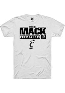 Amanda Mack  Cincinnati Bearcats White Rally NIL Stacked Box Short Sleeve T Shirt