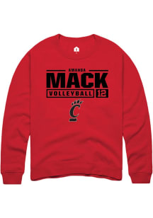 Amanda Mack  Rally Cincinnati Bearcats Mens Red NIL Stacked Box Long Sleeve Crew Sweatshirt