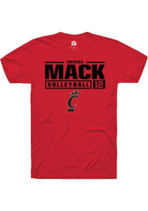 Amanda Mack  Cincinnati Bearcats Red Rally NIL Stacked Box Short Sleeve T Shirt