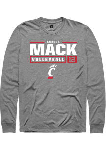 Amanda Mack  Cincinnati Bearcats Graphite Rally NIL Stacked Box Long Sleeve T Shirt