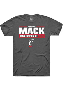 Amanda Mack  Cincinnati Bearcats Dark Grey Rally NIL Stacked Box Short Sleeve T Shirt