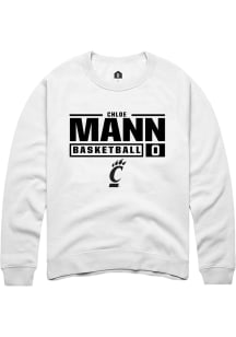 Chloe Mann  Rally Cincinnati Bearcats Mens White NIL Stacked Box Long Sleeve Crew Sweatshirt