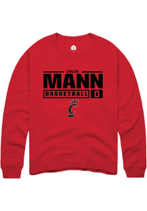 Chloe Mann  Rally Cincinnati Bearcats Mens Red NIL Stacked Box Long Sleeve Crew Sweatshirt