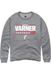 Darian Varner  Rally Cincinnati Bearcats Mens Graphite NIL Stacked Box Long Sleeve Crew Sweatshi..