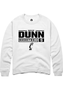 Daylee Dunn  Rally Cincinnati Bearcats Mens White NIL Stacked Box Long Sleeve Crew Sweatshirt