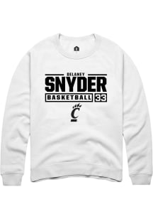 Delaney Snyder  Rally Cincinnati Bearcats Mens White NIL Stacked Box Long Sleeve Crew Sweatshirt