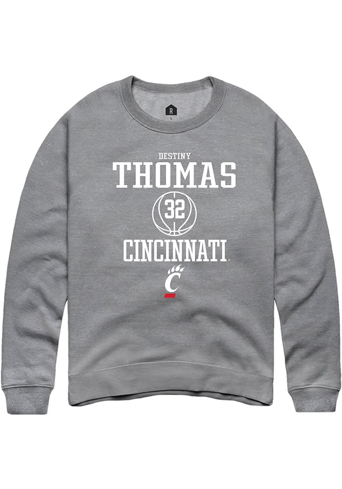 Destiny Thomas  Rally Cincinnati Bearcats Mens Graphite NIL Sport Icon Long Sleeve Crew Sweatshirt